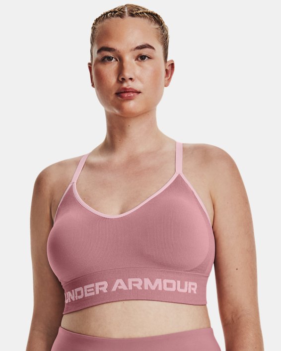 Brassière de sport UA Seamless Low Longline Rib pour femme, Pink, pdpMainDesktop image number 4